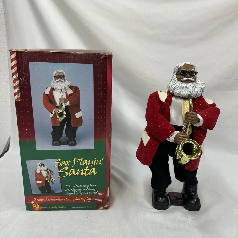 Gemmy Sax Playing Santa Claus Animated Jazz Music Christmas Vintage 15" READ DES - Picture 1 of 16